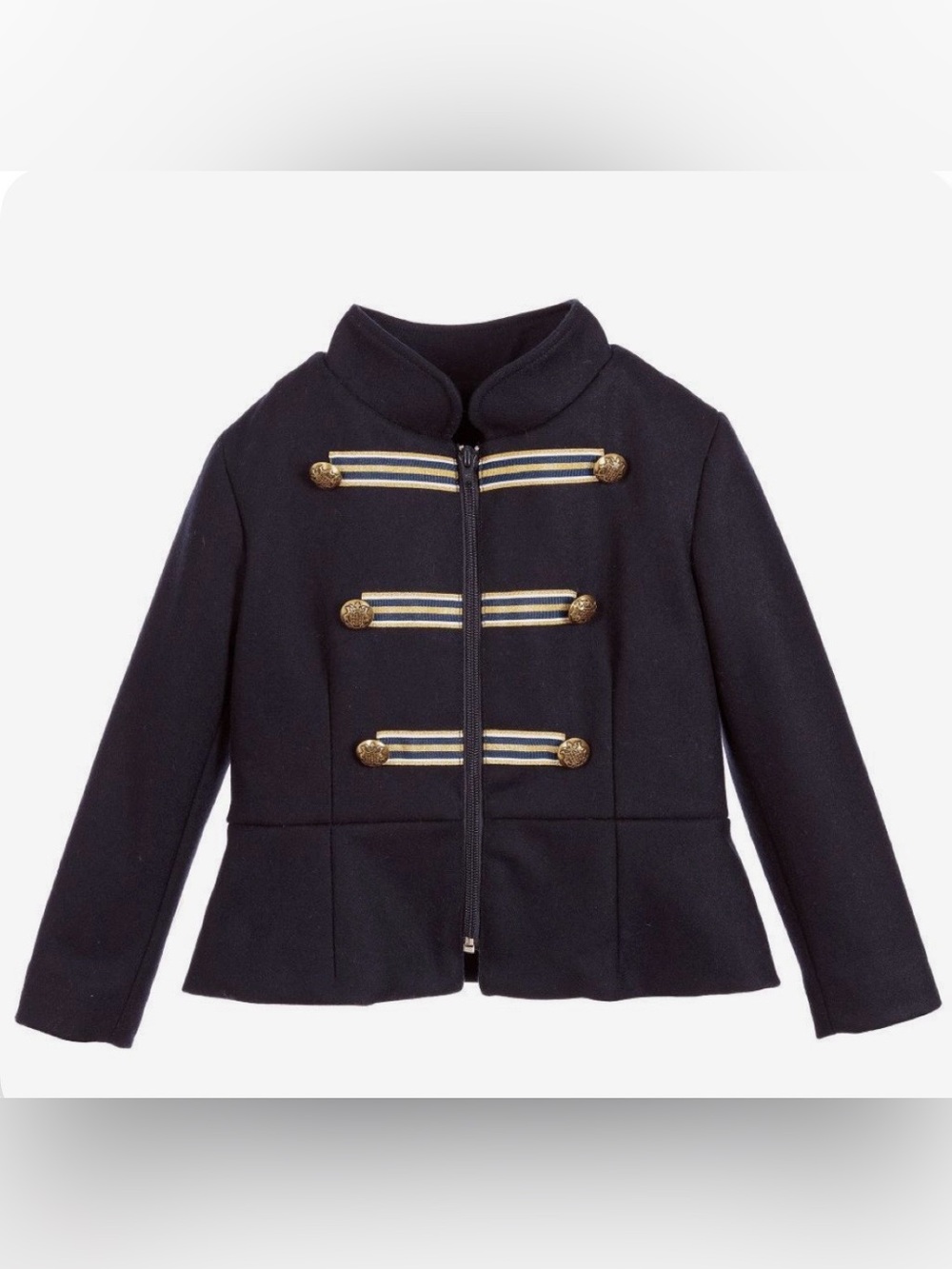 Lapin House Girls Double Breasted Military Style Wool Jacket/Coat, Navy, 8A